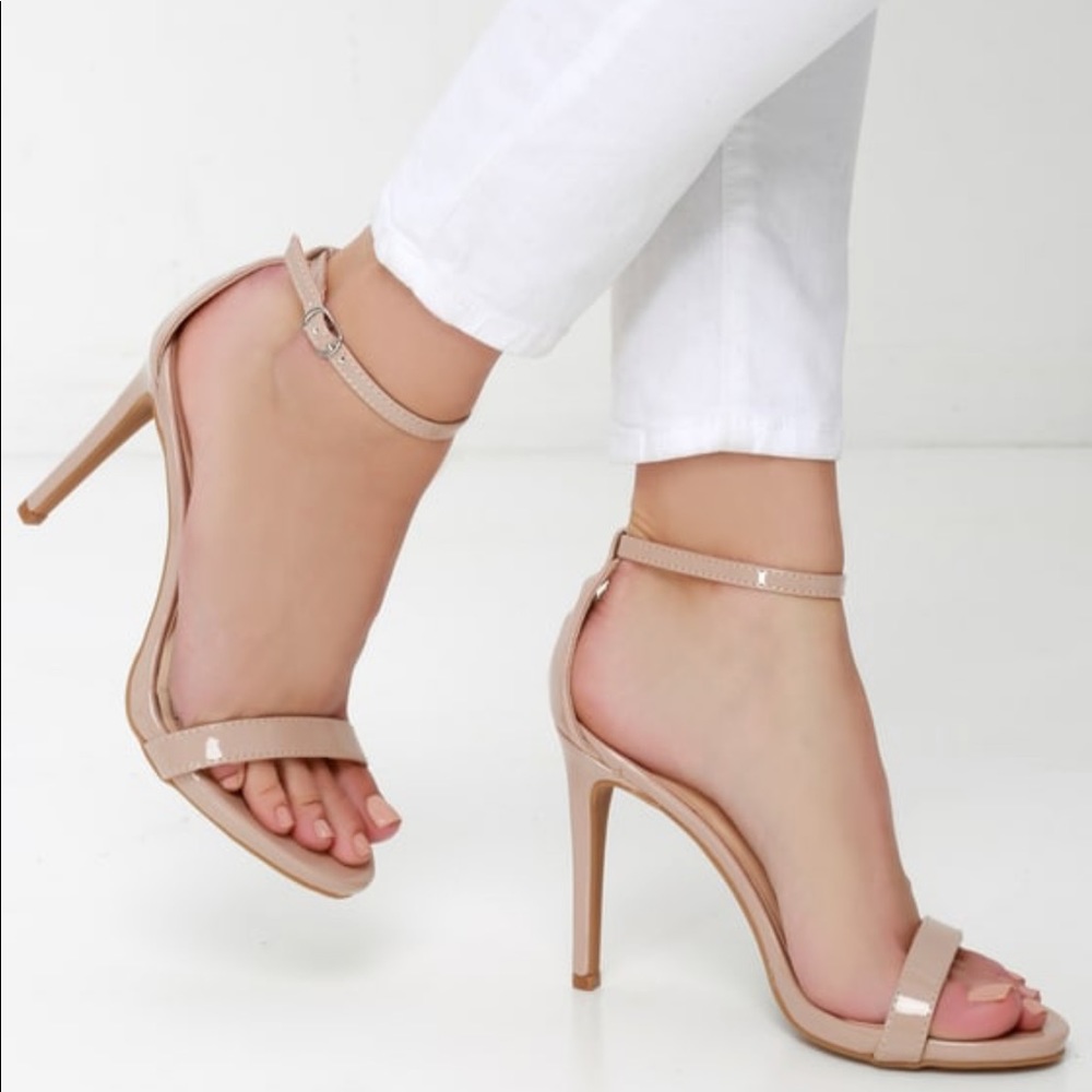 COPY - Lulu’s Loveliness Nude Patent Ankle Strap …